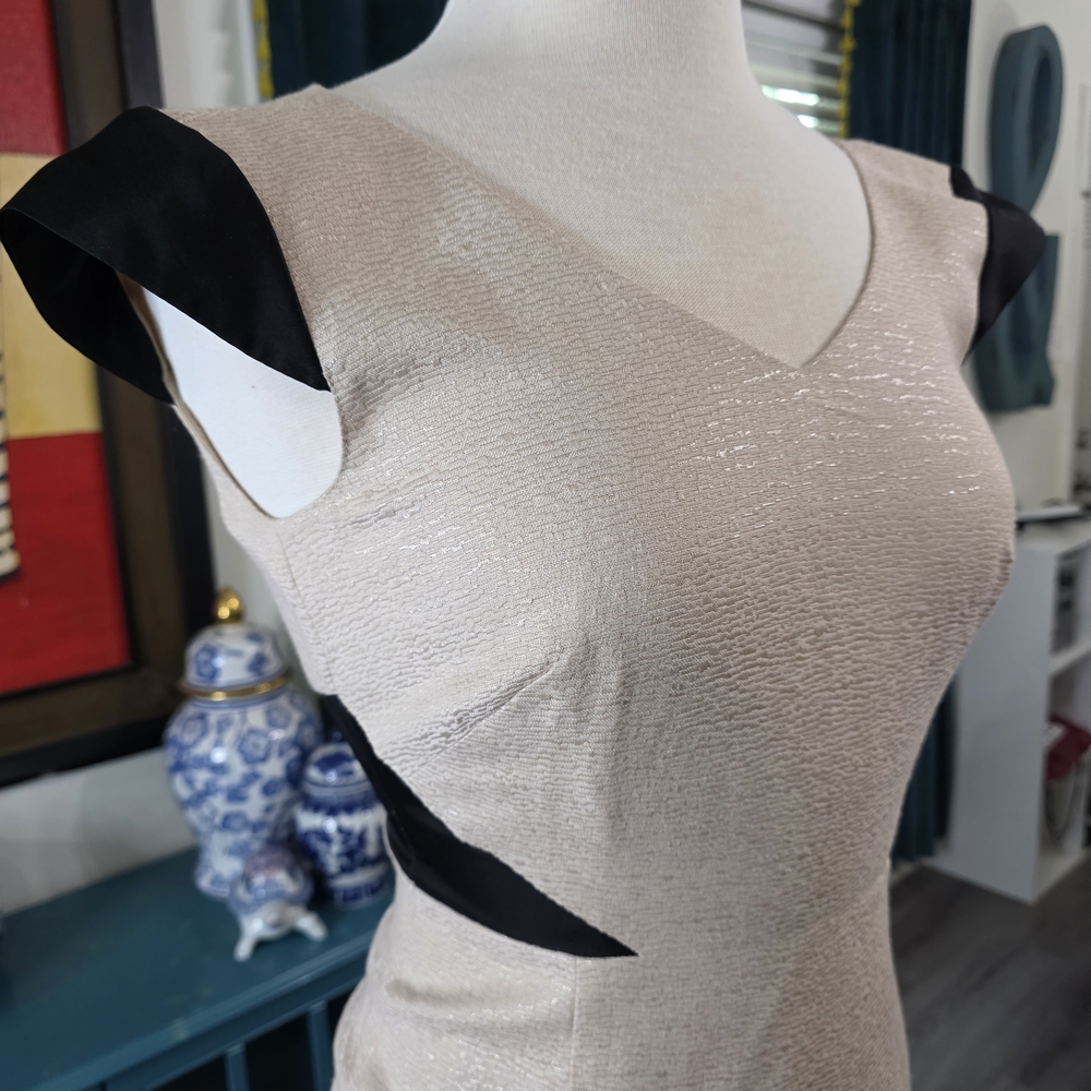 ANTONIO MELANI Asymmetrical Dress in Cream and Black